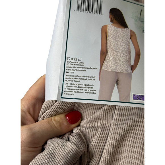 Women's Live 2 Lounge 3-Piece Pajama Set Beige Pink/Cream Size S - Picture 4 of 4